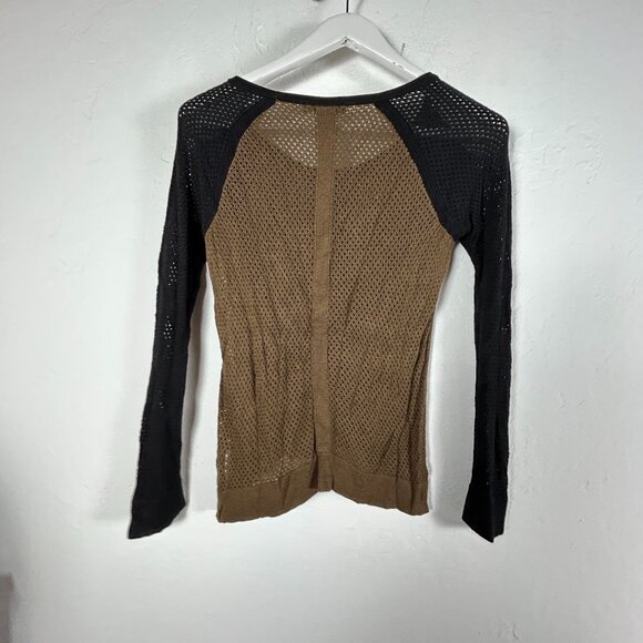 Rag & Bone Women Colorblock Genevieve Long Sleeve Perforated Sweater Small Brown - Picture 2 of 7